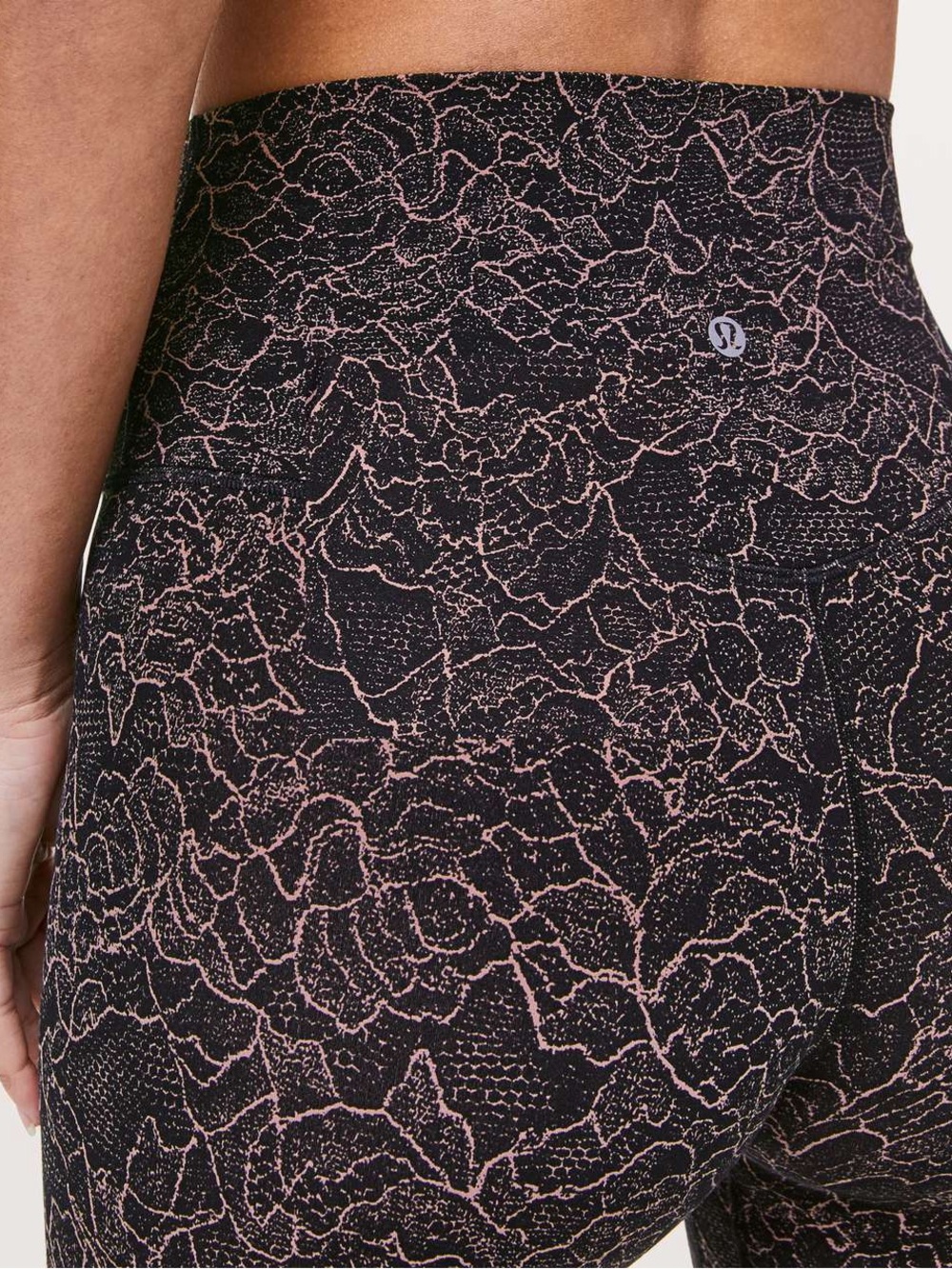 Lululemon Align Pant 25" Lacescape Spanish Rose Black Leggings Size 6